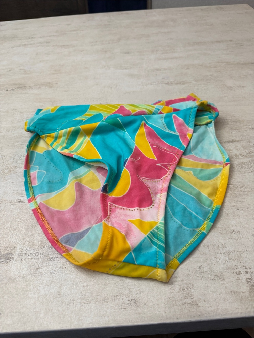 Women’s Multicolor Printed Bikini Bottom - Turquoise, Pink & Yellow